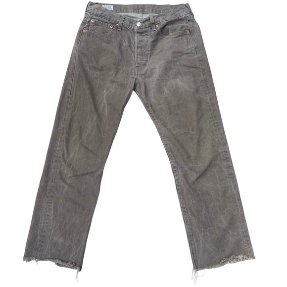 Levi’s Fresh Premium 501 Jeans 32x32 (30x27”) Brown Distressed Workwear Lemon - Picture 3 of 16